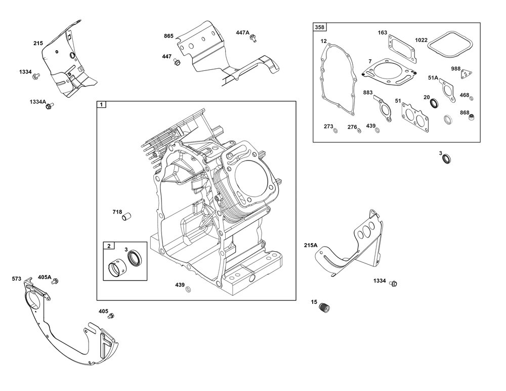 Cylinder Group Diagram and Parts List for 386447-0500-G1 200000 - 399999 Briggs and Stratton Engine